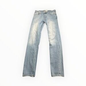 Forever 21 Men Jeans Mens 33 Light Blue Straight Leg Denim Stretch Button Fly